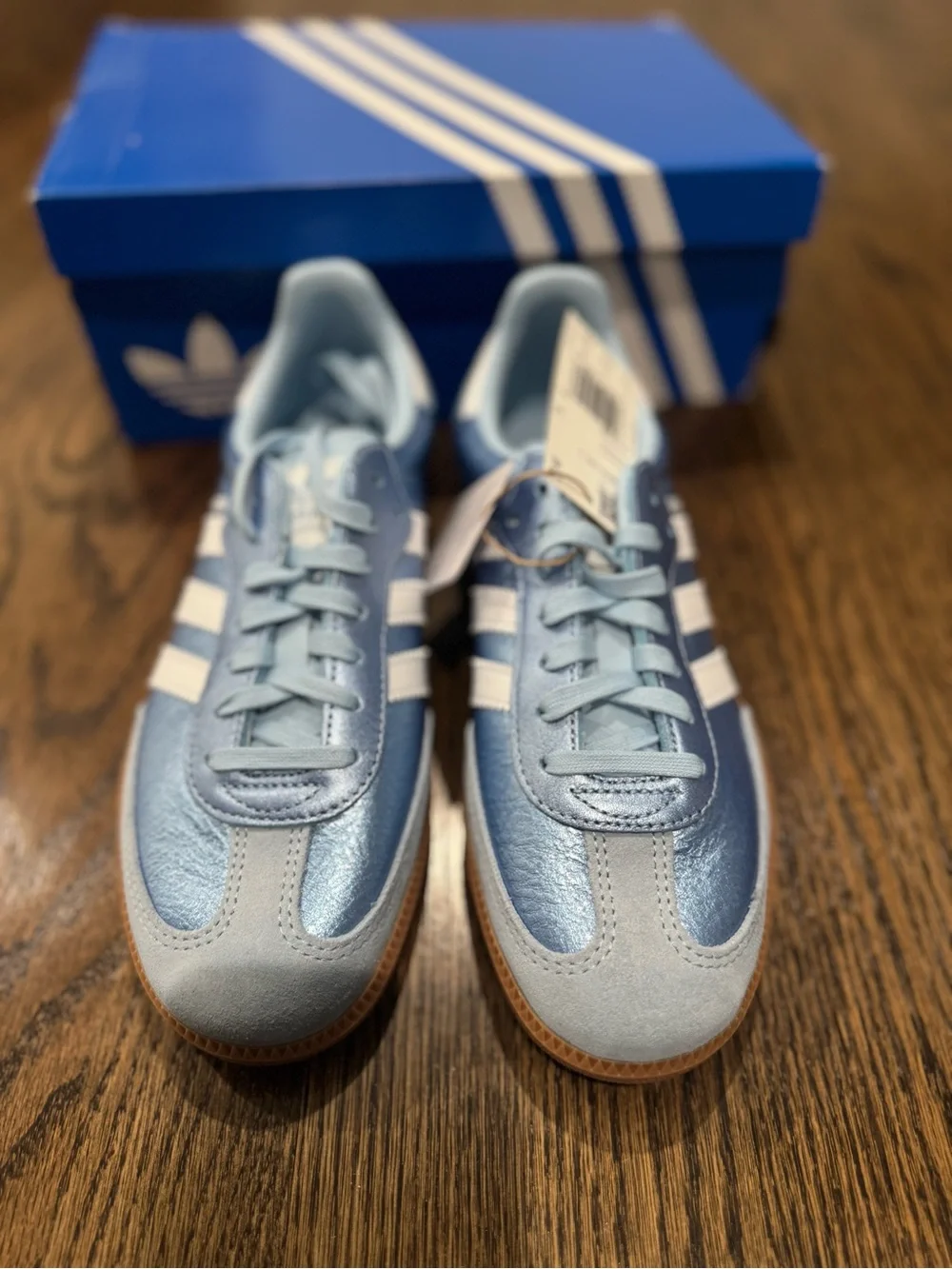 adidas Samba OG Junior Silver Metallic Cloud Clear Sky Blue White Gum Size 5.5